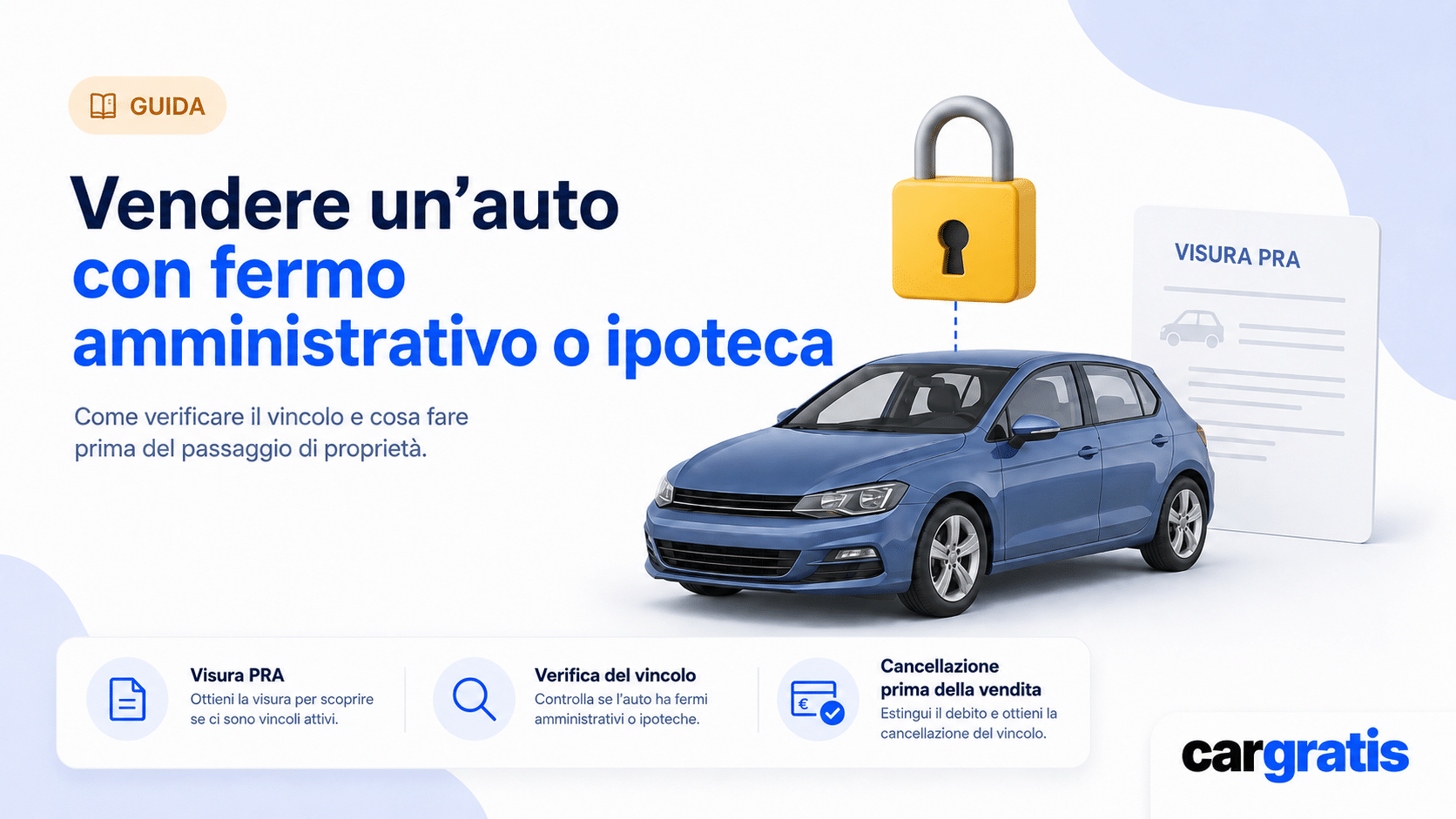 Auto con fermo amministrativo o ipoteca, visura PRA e indicazioni per verificare e cancellare il vincolo prima della vendita.